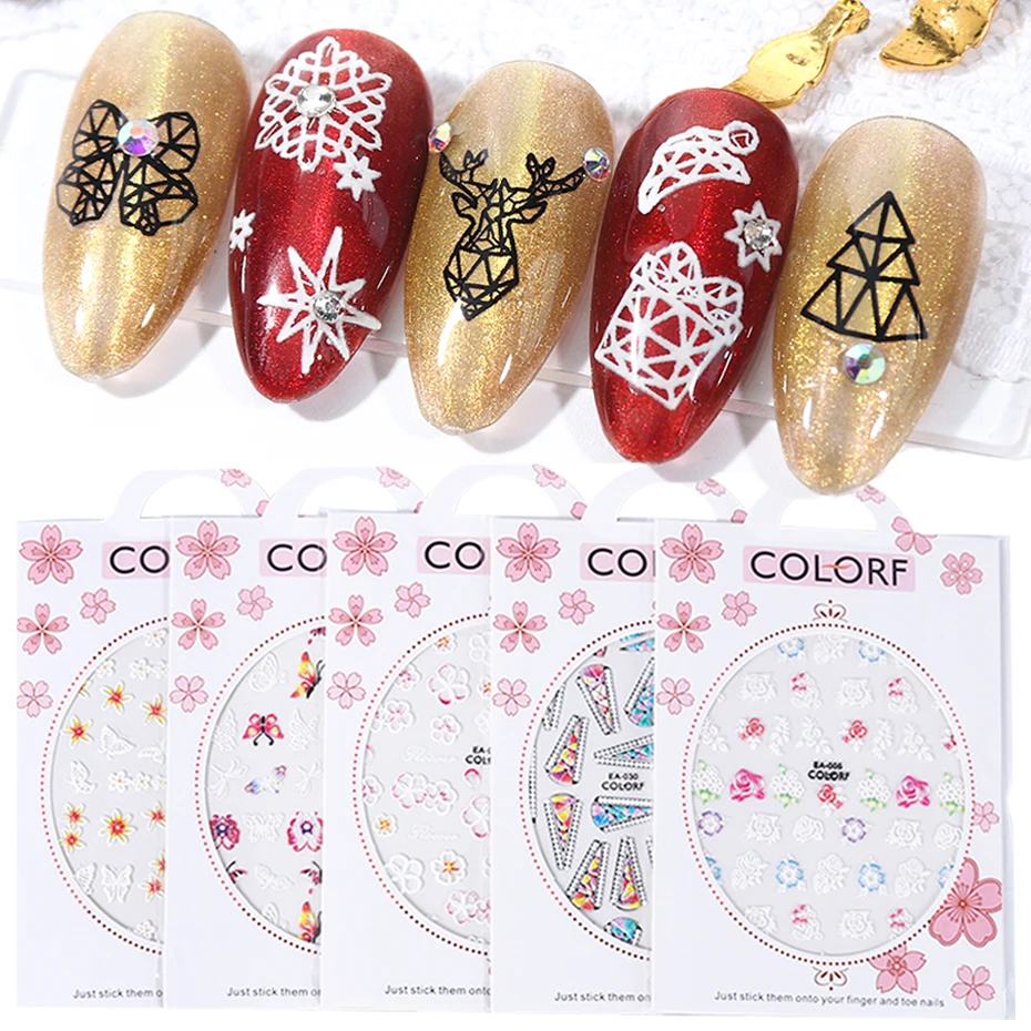

1 Sheet 5D Hollow Stickers For Nails Embossed Flowers Butterfly Transfer Decals Acrylic Engraved Designs Manicure SAEA002-035-1