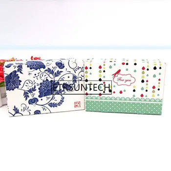 

200pcs Mooncake Packaging Box Dot Flower Printed Paper Wedding Box For Cupcake Wedding Cake Boxes And Packaging 18.3x12x4.8cm