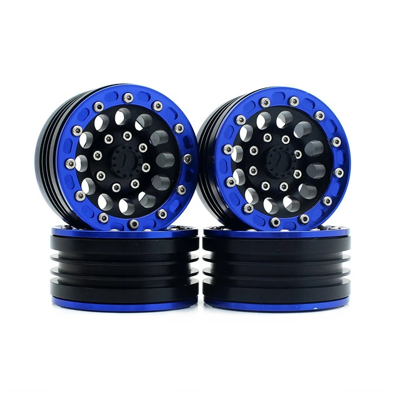 

4PCS RC Crawler Car 1:10 Blue Metal 1.9 Inch BEADLOCK Wheel Rim for 1/10 Axial SCX10 TAMIYA CC01 D90 D110 Wheel Hub Parts
