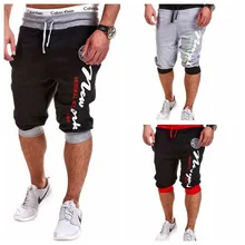 Простые Летние новые стильные мужские модные спортивные Капри с принтом и завязками, повседневные мужские капри