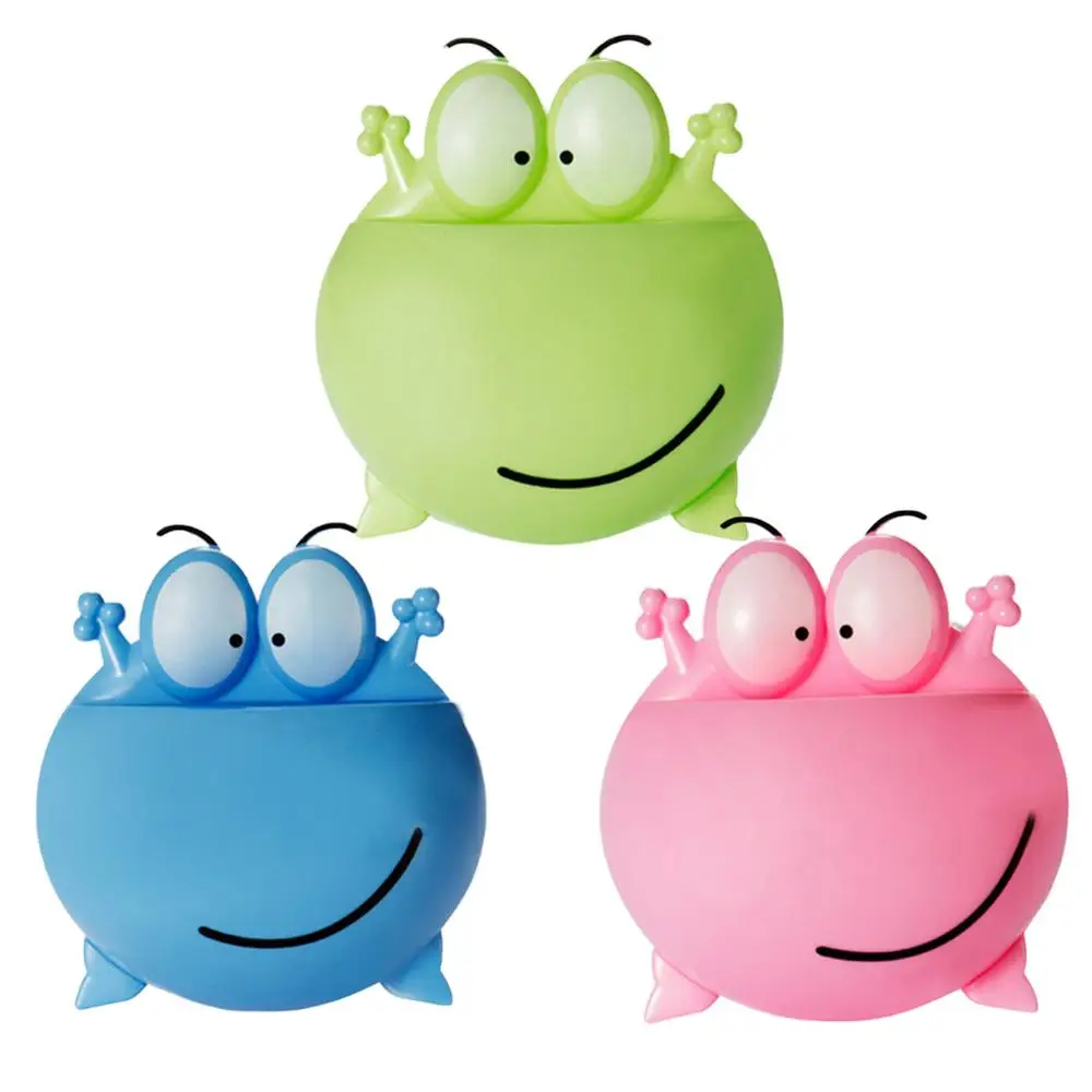 Style A Behogar 3pcs Cartoon Frog Toothbrush Holder Wall Mounted Sucker Tooth Brush Rack Stand for Kids Children Bathroom Supplies - Цвет: Style A