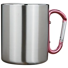 Новая кружка из нержавеющей стали, чашка для напитков, пиво, кофе, чай, кружка с двойными стенками для путешествий на открытом воздухе, для кемпинга, кружка для воды, 360 мл-красная ручка