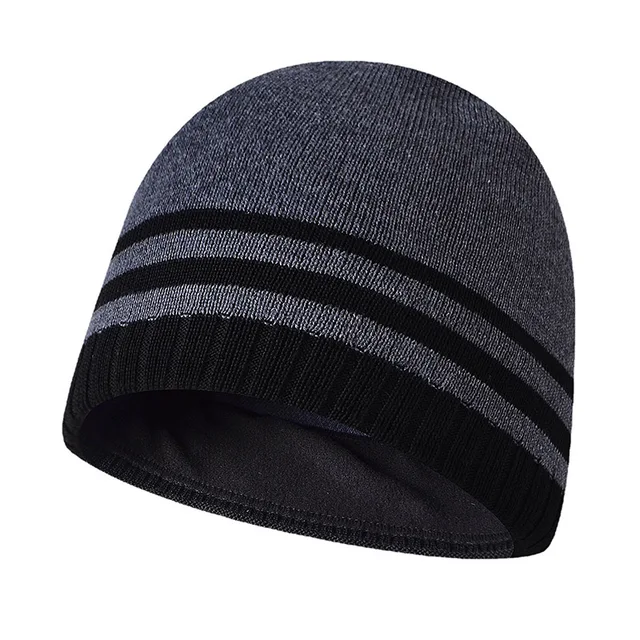 Hat Men Winter Knit Beanie Brim Autumn 