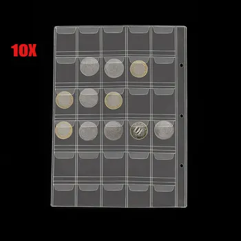

10pcs 30 Pockets Coin Album Page Folder Clear Pockets Coin Storage Album Pages For Coin And Money Collection 252x200mm