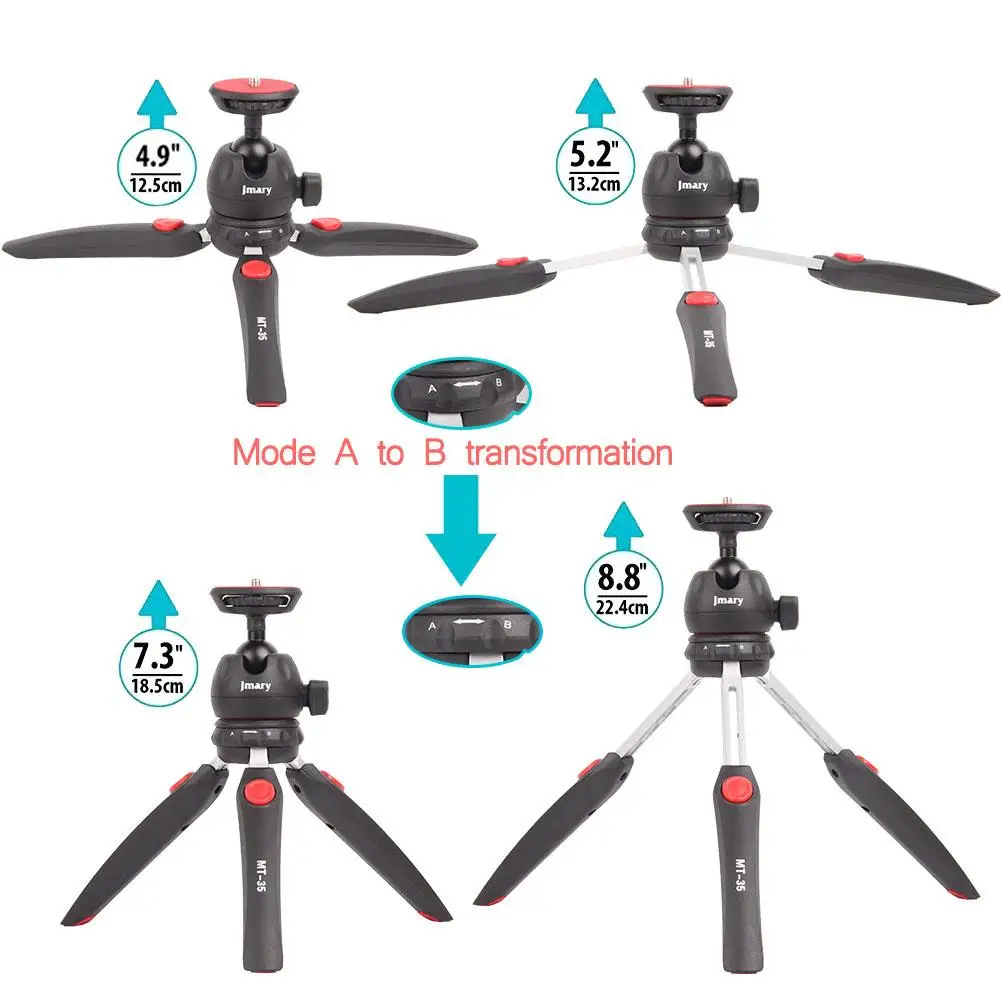 Original Table Tripod For Jmary MT-35 Convenient Telescopic Mini Tripod With Mobile E-clip For Mobile / SLR / Digital Camera