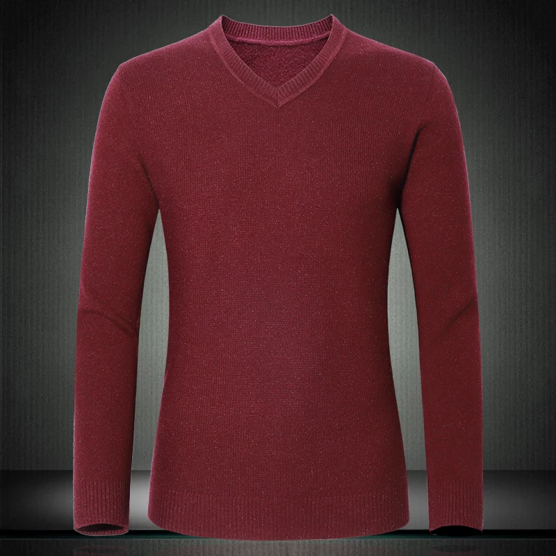 Mogu Однотонная одежда v-образным вырезом пуловер свитер Для мужчин осень 2017 г. Новый Повседневное Slim Fit Шерсть одноцветное Для мужчин свитер