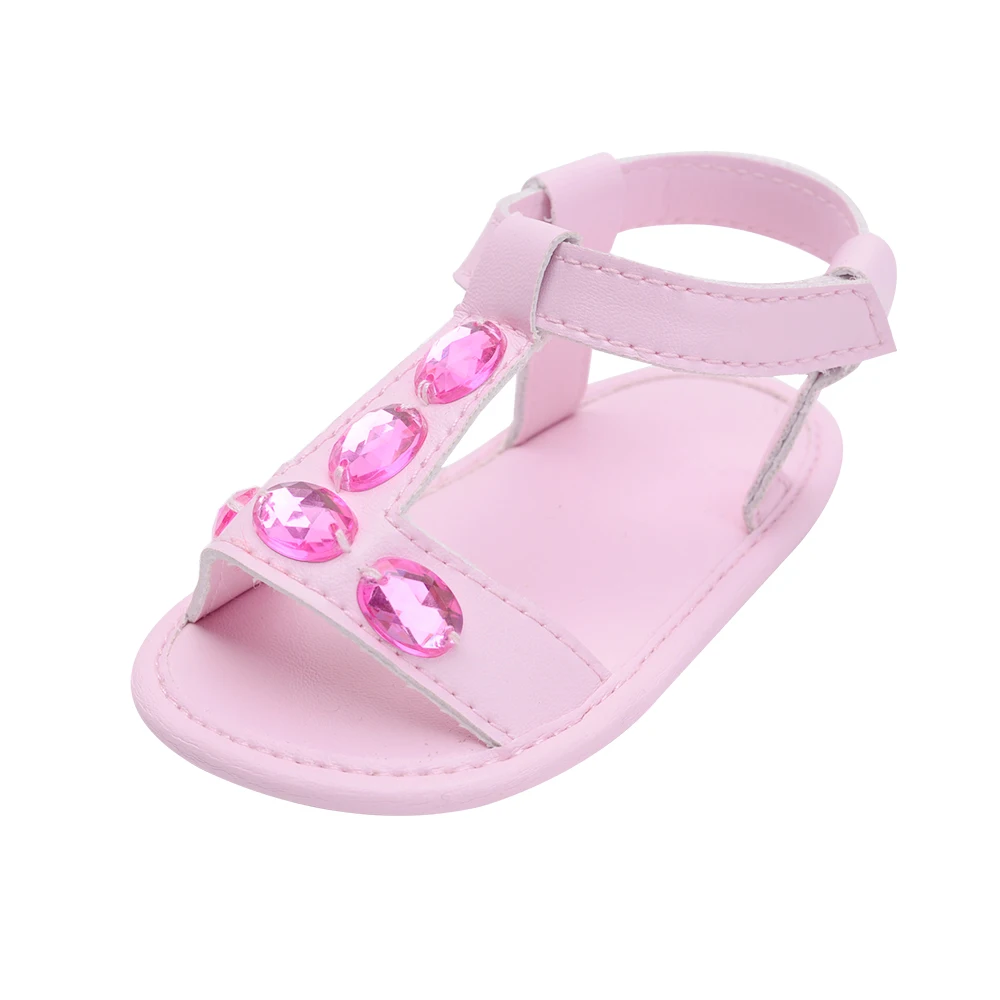 Розовый Baby Shoes Girl Boy Sandals Toddler Infant New PU Soft sole Solid Diamond Outdoor walking Prewalker Summer baby shoes - Цвет: Розовый
