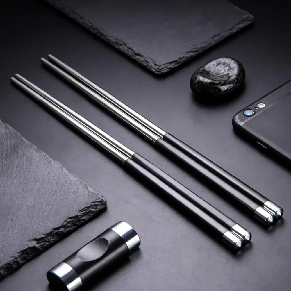 1 Pair 24cm Portable Reusable Stainless Steel Anti-slip Splicing Chopsticks 2020 | Дом и сад