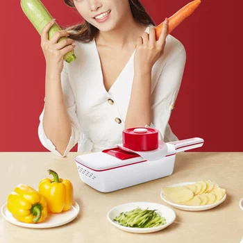 

Multifunction Vegetable Chopper 6 in 1 Food Dicer Veggie Cutter with Container Protected Interchangeable Blades Grater Vegetable