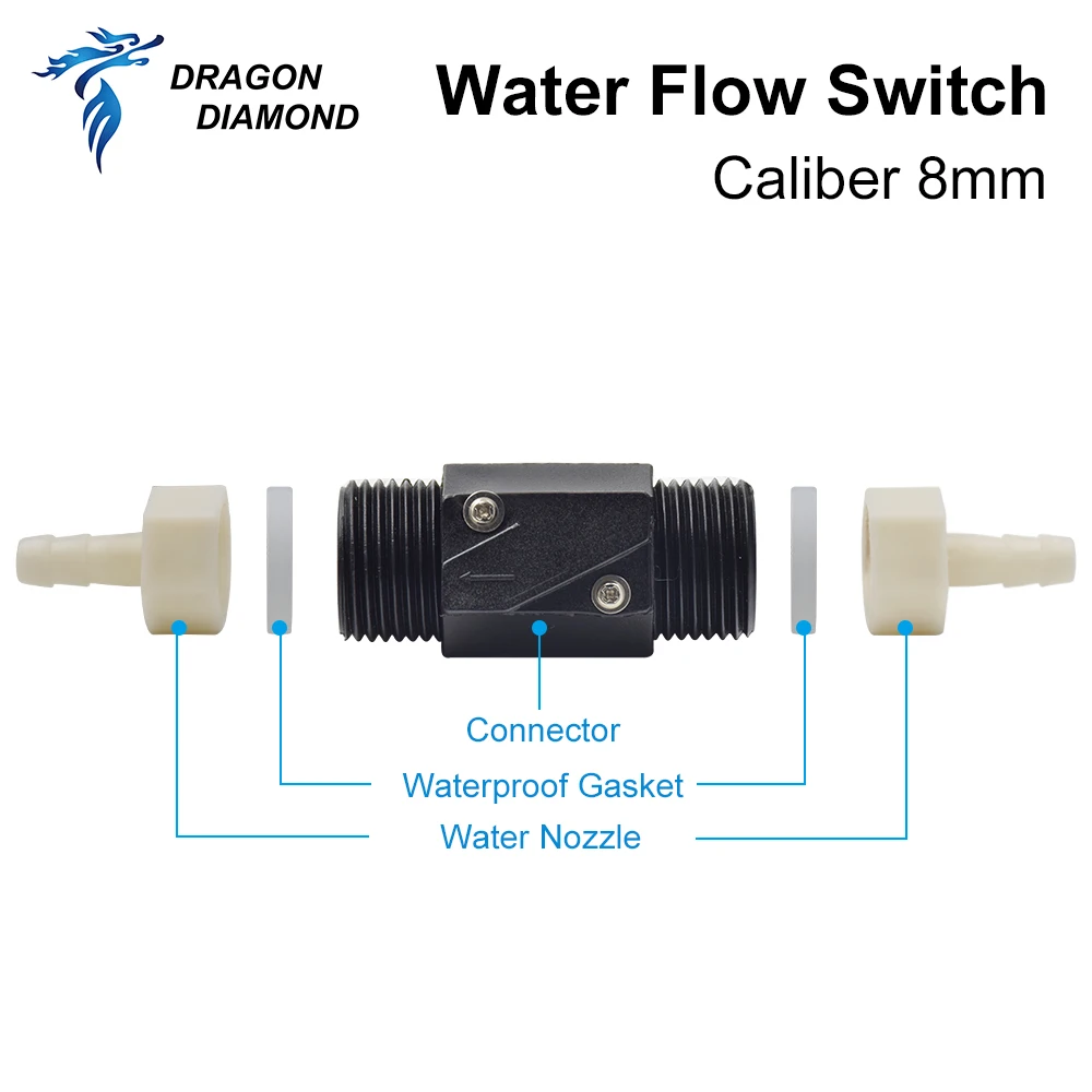 Water Flow Sensor Switch 8mm Nozzle G1/2" Pressure Controller Water Flow Sensor Meter DRAGON DIAMOND