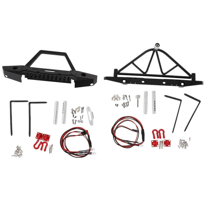 

Hot-New Aluminum Alloy Front Rear Bumper Bull Bar with Spare Tire Carrier for 1:10 Axial SCX10 JEEP SCX10 II 90046 90047 TRX-4 T
