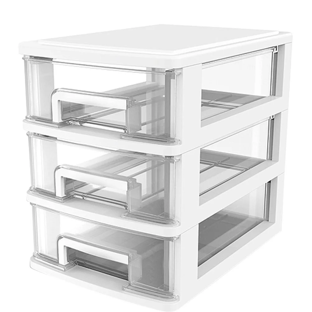 White with transpare Пластиковый ящик для рабочего стола прозрачный чехол для хранения мелких предметов органайзер для хранения косметики- MS - Цвет: White with transpare