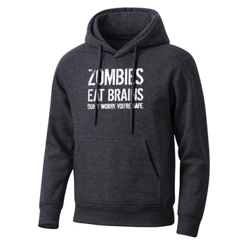 

Zombies Eat Brains Printing Men'S Hoodies Funny Cartoon Mens Sweatshirts 2020 Men Hot Terror Hoodie Fashion Male Sweatshirt