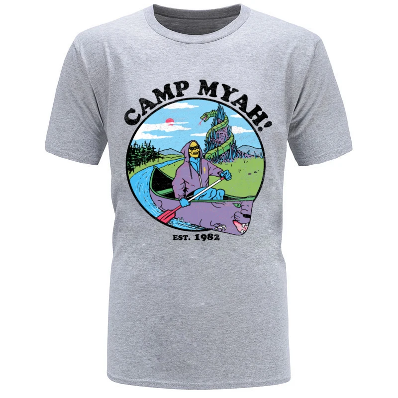 GeekComics Short Sleeve Tops Shirts NEW YEAR DAY Wholesale O-Neck Pure Cotton Sweatshirts Mens T Shirt Camp_Myah_6751  Camp_Myah_6751 grey