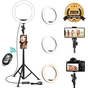 

LED Selfie Ring Light 8 inch Metal Dimmable Camera Phone Ring Lamp With Stand Tripods For Makeup Video Live Studio Youtube