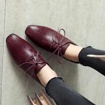 

Brand New Top Quality Large Size Chunky Heels Lace Up Square Toe Office Lady women's Shoes Woman Pumps Female