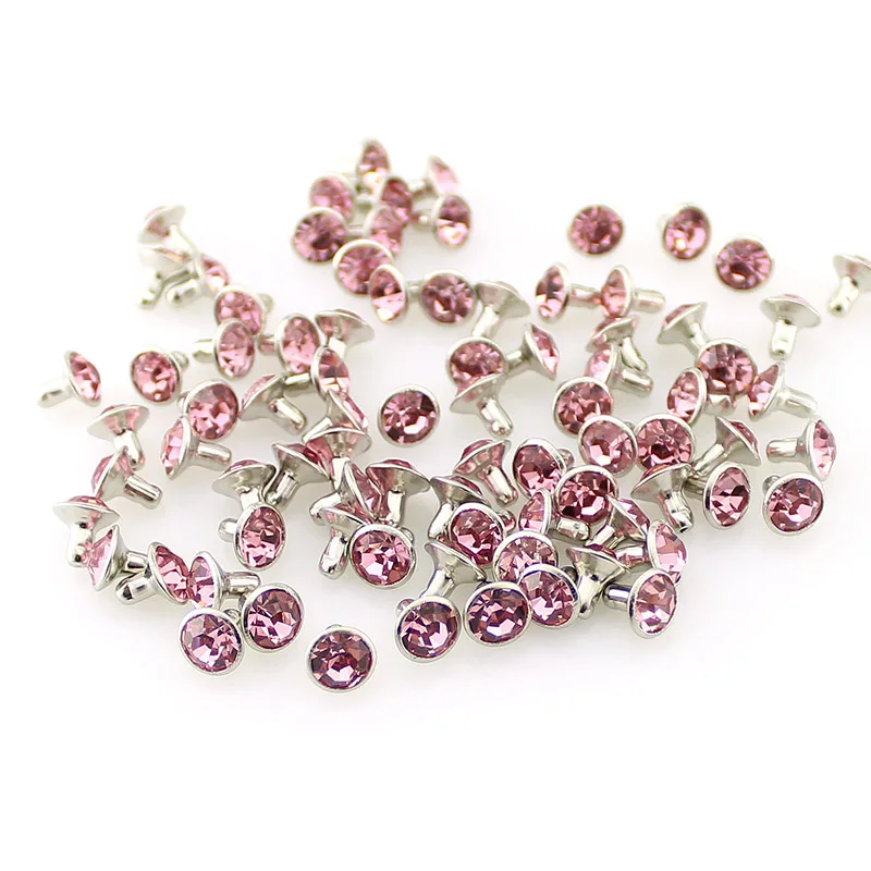 Rhinestones Rivets 100sets/lot 7mm Fashion Colorful Leather Copper Crystal Spikes DIY Accessory Clothes Bags Decoration metal rivets,copper rivets,leather rivets,pearl rivets
