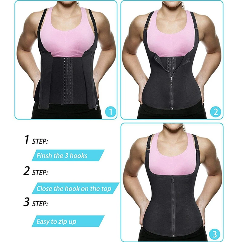 YBFDO Women Waist Trainer Push Up Vest Tummy Belly Girdle Body Shaper Waist Cincher Corset Zipper Vest Plus Size S-4XL body shaper waist trainer