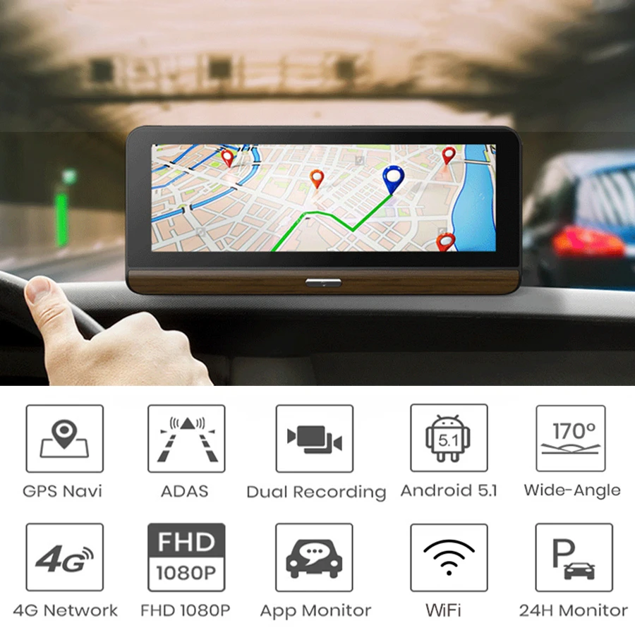 Anfilite E31 Pro 4G Автомобильная камера gps 7," Android 5,1 Автомобильные видеорегистраторы wifi 1080P видео регистратор видеорегистратор парковки мониторинг