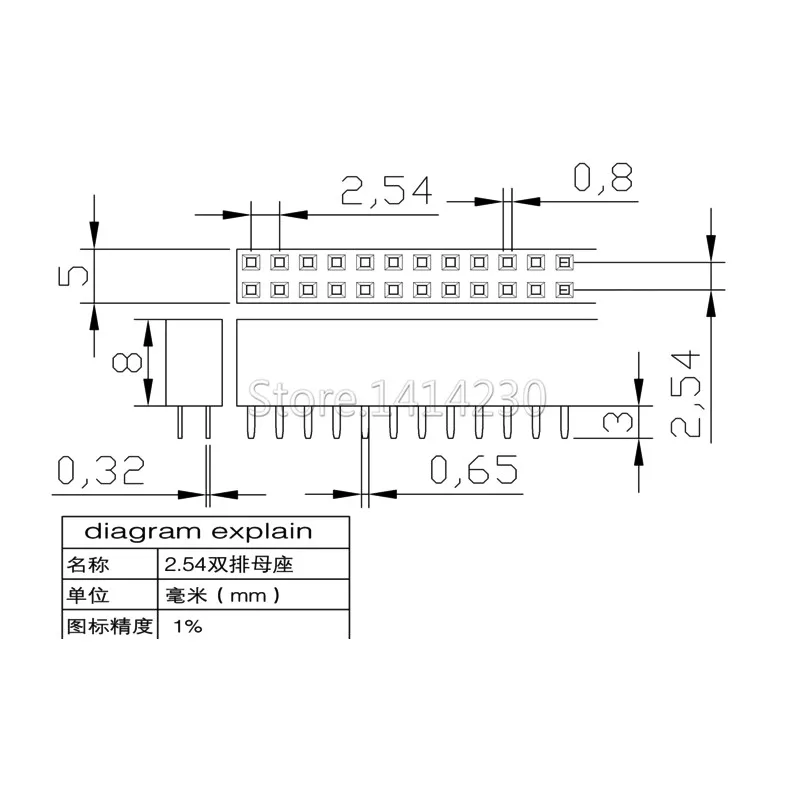 10PCS Double Row Pin Female Header Socket Pitch 2.54mm 2*2p 3p 4p 5p 6p 8p 10p 12p 40p Pin Connector pin header