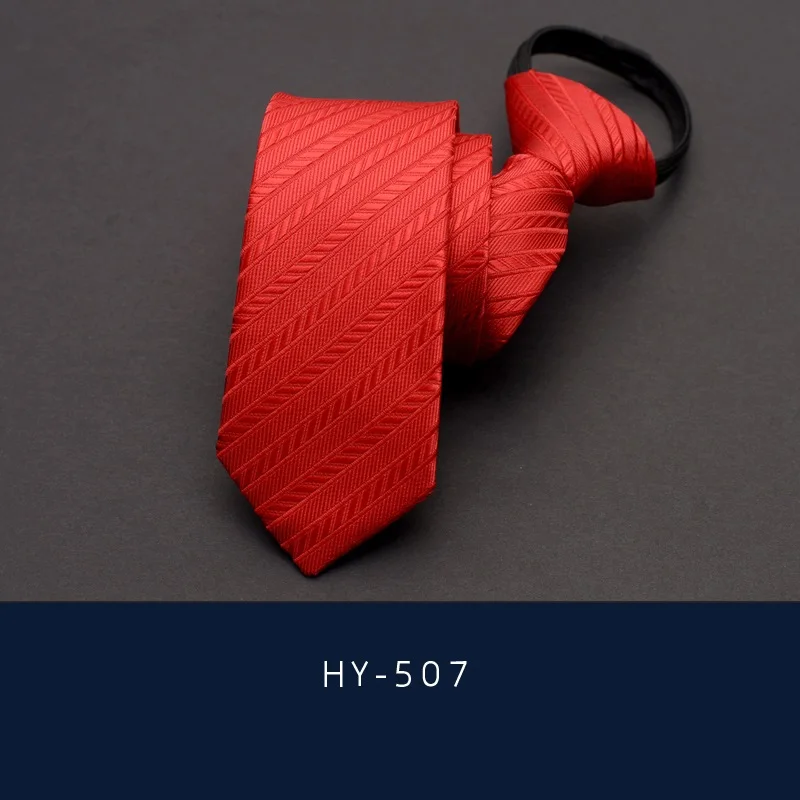 HY-507 Высокое качество, новинка, дизайнерские брендовые модные деловые повседневные тонкие галстуки 5 см для мужчин, на молнии, в белый горошек, галстук для работы с подарочной коробкой - Цвет: HY-507