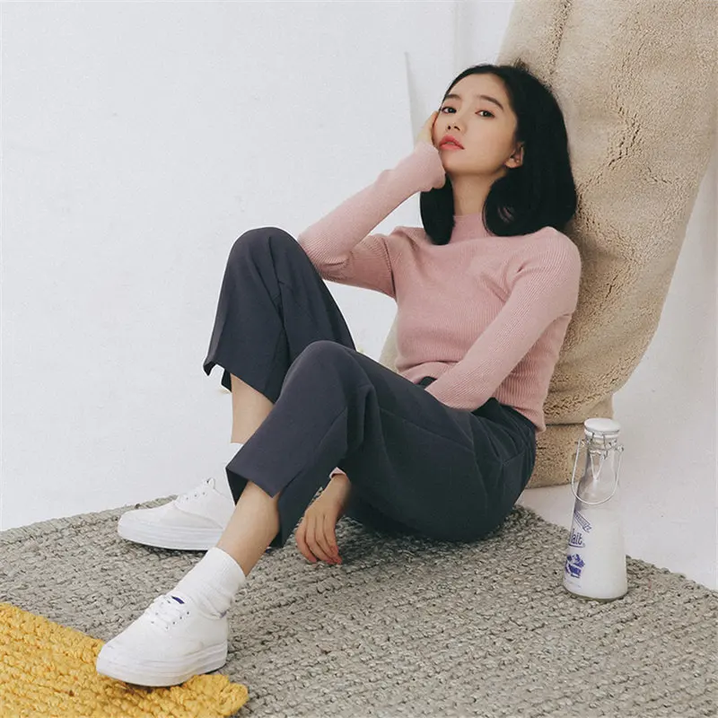 HziriP прямая текстура тонкие короткие универсальные модные шикарные брюки 2020 плюс