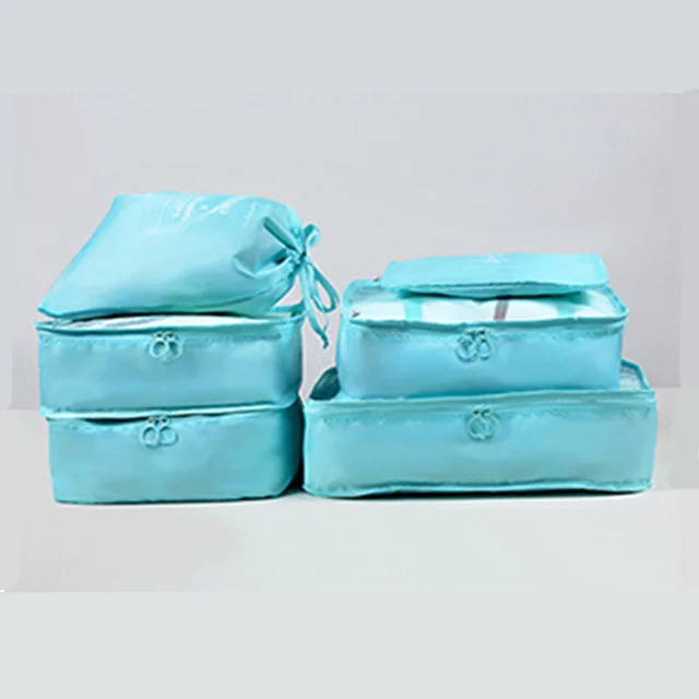 Sky Blue 6 шт./компл. высокое качество ткань Водонепроницаемый сетчатая, для путешествий сумка в сумке Чемодан Органайзер куб для упаковки для путешествий аксессуары XYLOBHDG - Цвет: Sky Blue