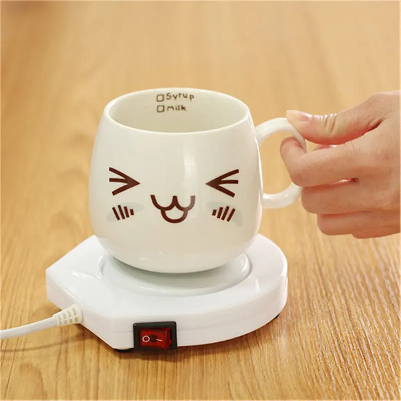 

NEW 220v US Plug White Electric Powered Drink Cup Warmer Pad Electric Kettle Tea Glass Cup Electric Thermal Cup Coffee