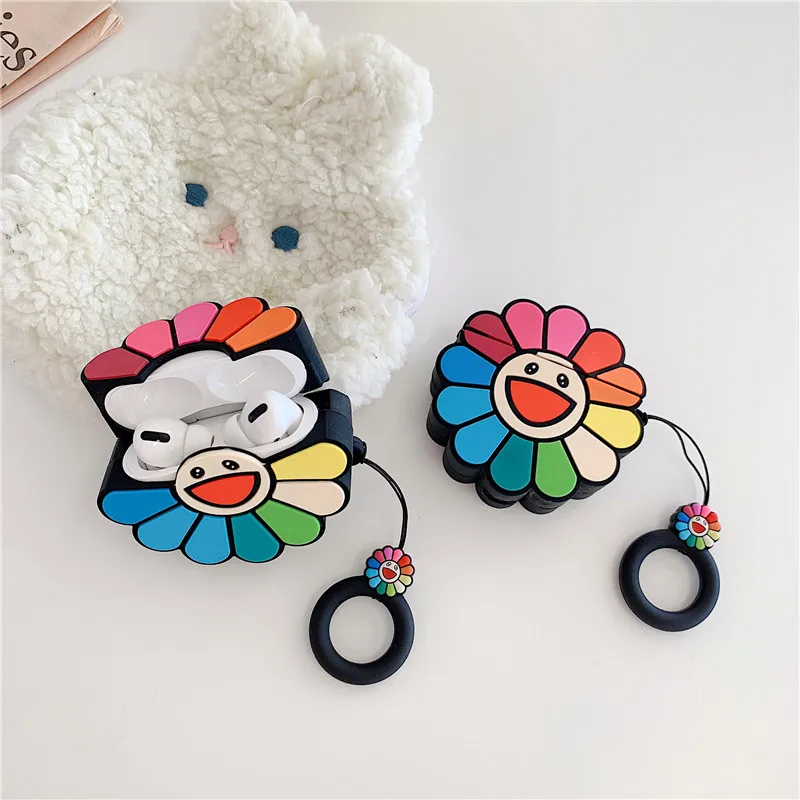 3D японские хипстерские силиконовые чехлы для наушников Kaikaikiki takahi Murakami Rainbow Flower для Apple Airpods 1 2 3 Pro