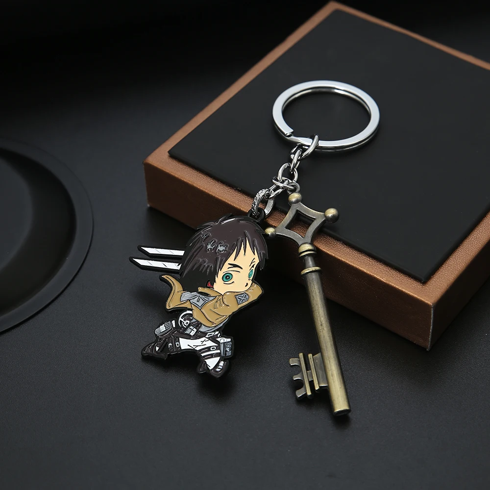 Anime Attack on Titan Keychain Eren Jaeger Figures Keyring Key Holder