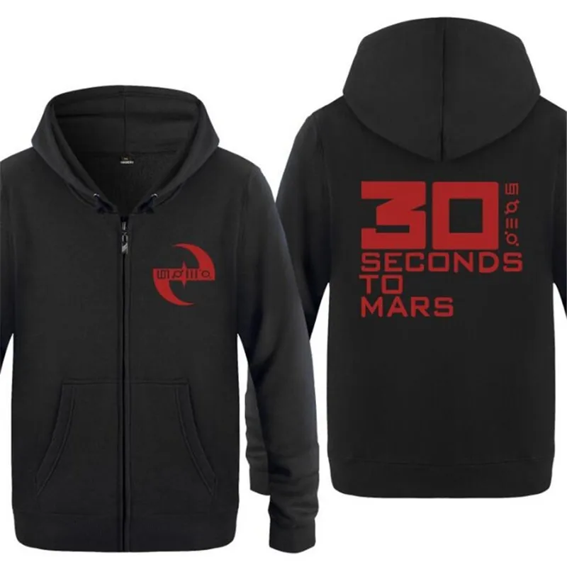 Black hoodie 1 Мужские толстовки с капюшоном Rock 30STM 30 Seconds To Mars с логотипом на молнии, мужская флисовая куртка с длинными рукавами в стиле хип-хоп, зимняя мужская Толстовка - Цвет: Black hoodie 1