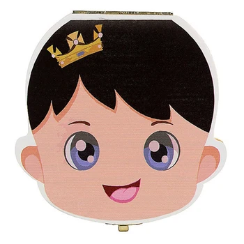 

English/Spanish/French Language Wood Baby Boy Tooth Organizer Boxes Save Deciduous Wooden Keepsake Teeth Storage