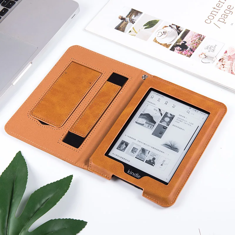 BOZHUORUI чехол-подставка для Amazon " Kindle Paperwhite eReader-портативный защитный чехол из искусственной кожи с ремешком на руку