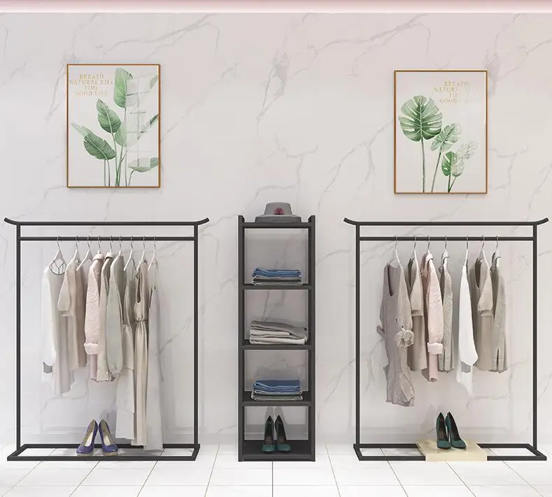 

New Chinese style clothing store display rack simple hanger landing personality clothing rack men's and women's shelves