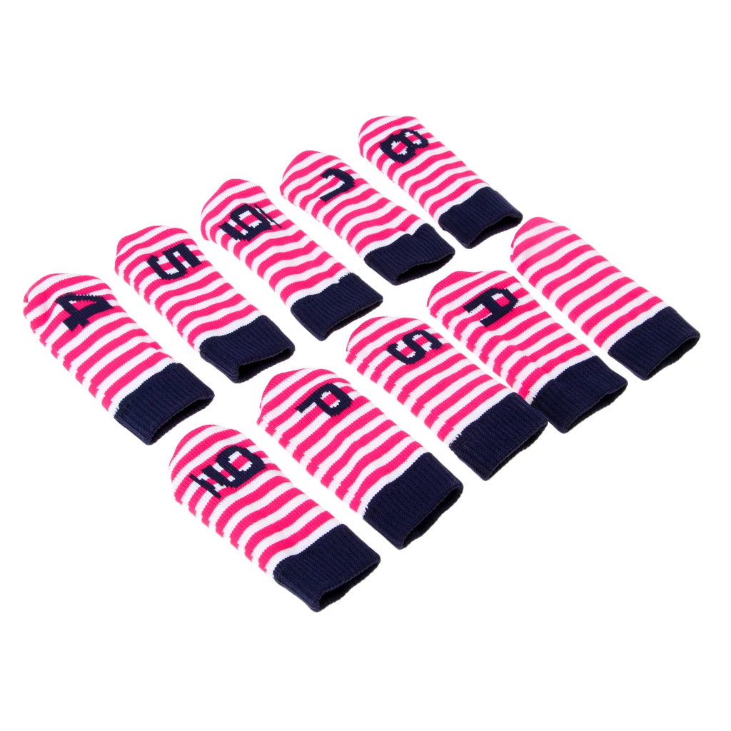 10 Pieces Durable Knitted Velvet Golf Iron Head Covers Set Club Putter Headcover Golf Accessories