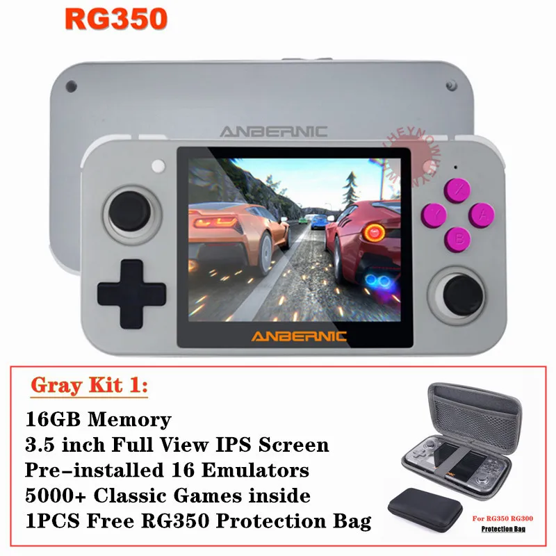 Gray 32GB HEYNOW RG350 Linux система Ретро игровая консоль 3,5 дюймов ips экран RG 350 портативный игровой плеер 32G/64G карта 10000+ игровой 16 эмулятор - Цвет: Gray 32GB