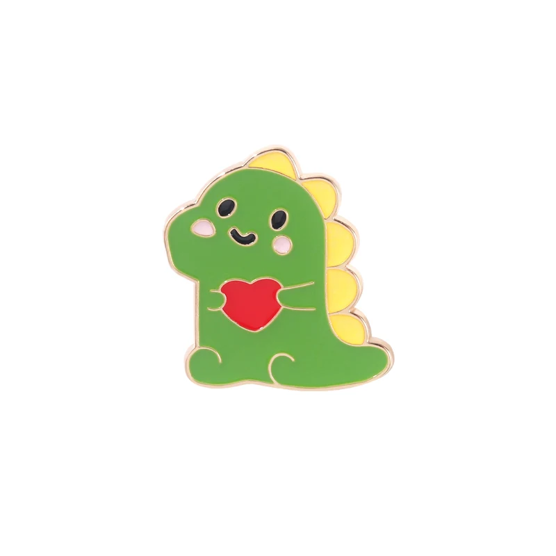

Green Dinosaur Brooch Enamel Pins Lovely Animal Metal Badges On Clothes Backpack Jewelry Gift For Kids Women Accessories