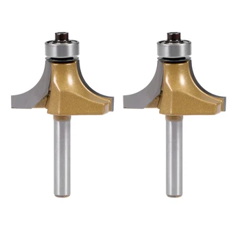 

uxcell Router Bit 1/4 Shank1 Inch Cutting Dia Round Over Corner 2 Flutes Tungsten Steel for Woodworking Milling Cutter Tool 2pcs