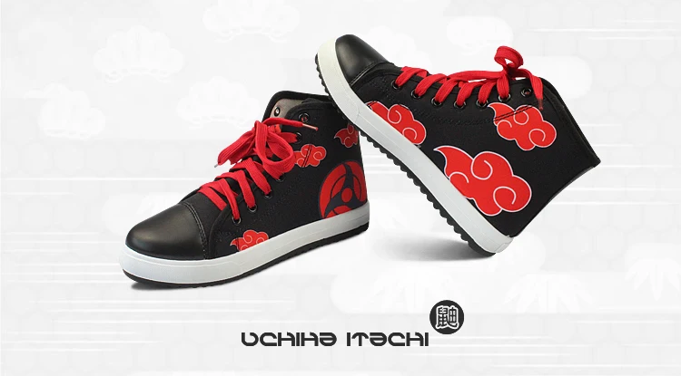 Naruto Akatsuki Red Cloud Logo Uchiha Itachi Anime Casual Sports Sneaker High Tops Daily Shoes Boots Ourdoors Cosplay Gift