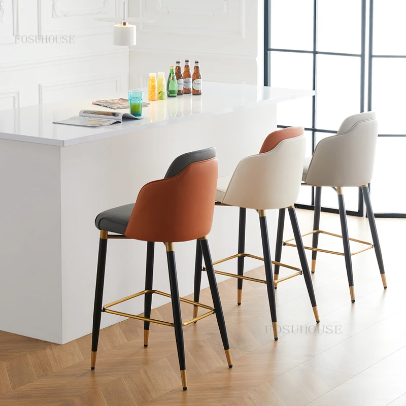 Nordic Creative Bar Chairs Kitchen Furniture Backrest High Bar Stools Minimalist Modern Armchair Hotel Front Desk Chair