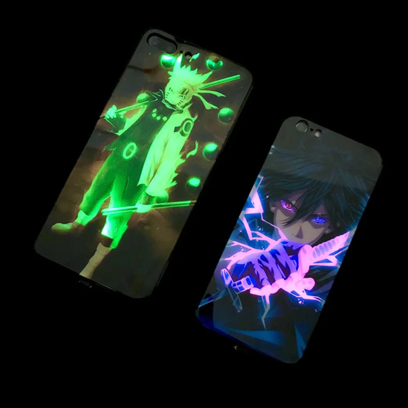 

Naruto Sasuke Led Flash Phone Case for Iphone 11 Pro Max Marvel Spiderman 7colors Glass Cover Coque for Iphone11 Pro Max Etui