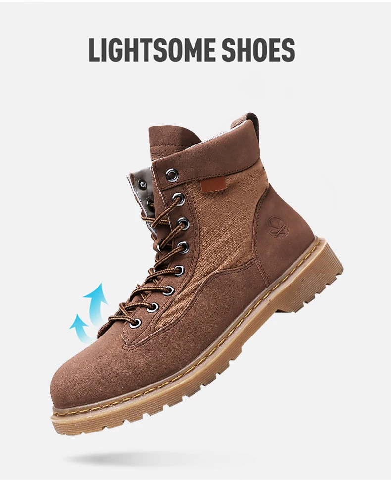 Men anti-slip breathable ankle boots waterproof high street fashion doc martens boots black grey brown lace up round-toe motorcycle boots soft comfortable work shoes safety (3)