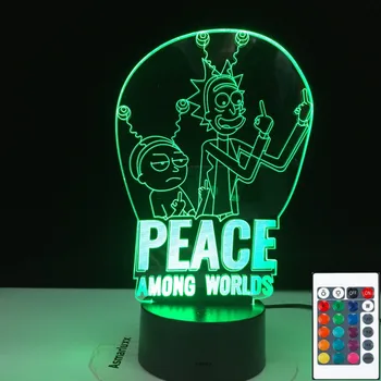 

Acrylic 3D Illusion Led Night Light Rick and Morty Figure Nightlight for Kids Child Birthday Gift Colorful Bedroom Table Lamp