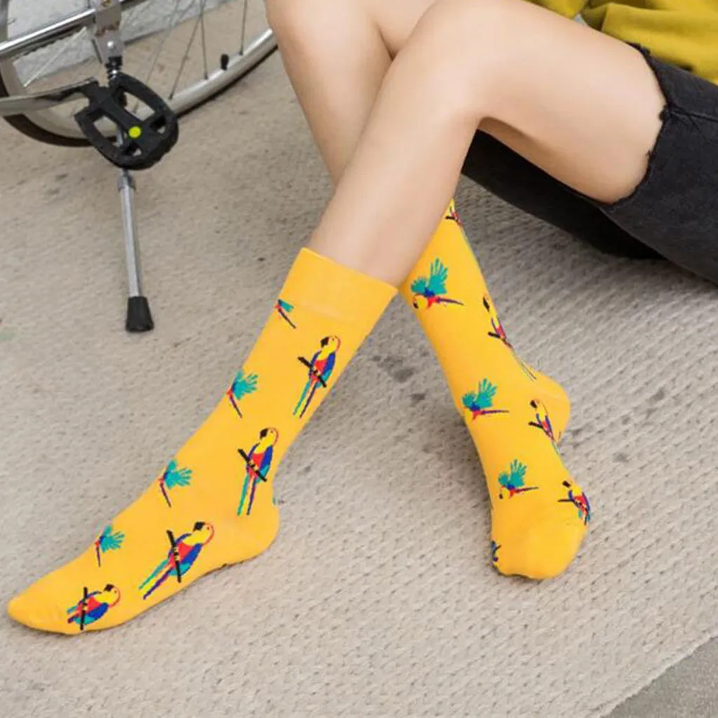 Socks Winter Warm Fashion Women Funny Cute Socks Casual Cotton Print Middle Socks Calcetines Meias W2