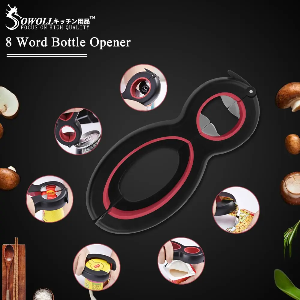 1 PCS Opener SOWOLL 6 в 1 бутылка с Закруткой многофункциональная открывалка Открывалка из нержавеющей стали банка захват банка вино пиво крышка кухонный инструмент открывалка - Цвет: 1 PCS Opener