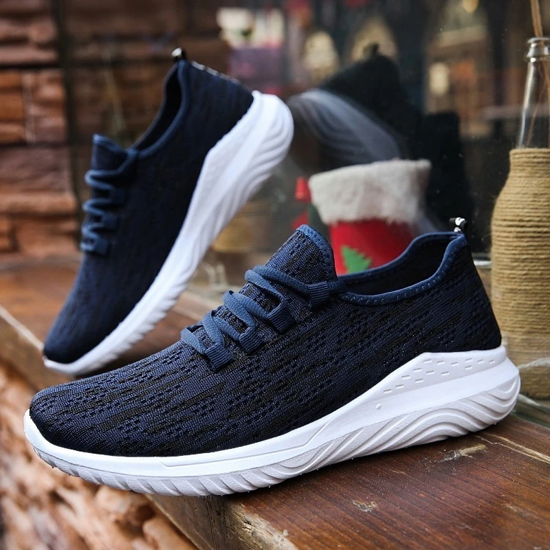 Fahsion Lightweight Outdoor Running Shoes For Men Breathable Mesh Lace-up Sport Sneakers Walking Jogging Athletic Footwear