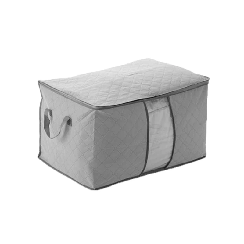 Нетканый портативный мешок для хранения одежды органайзер 60X42X36 см складной шкаф Органайзер для подушки одеяло постельные принадлежности - Цвет: gray