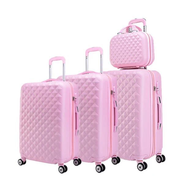 pink set 3 шт. Комплектов для багажа, чехол для костюма на колесиках, Женский Спиннер, чемодан на колесиках, Дорожный чемодан из АБС-пластика, Жесткий Чехол на колесиках - Цвет: pink set