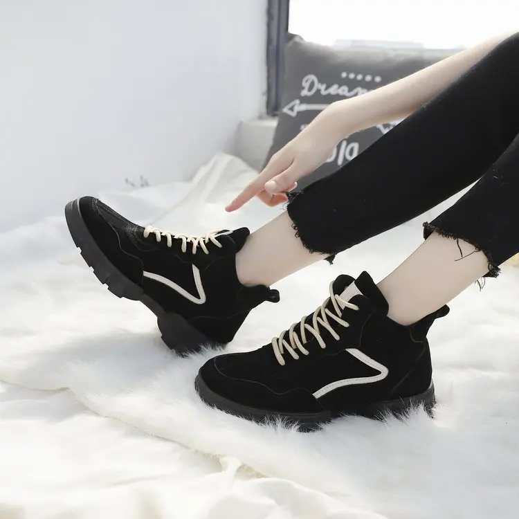 

Ozhouzhan Snow Boots plus Velvet WOMEN'S Shoes 2019 Autumn And Winter New Style Casual Sports Shoes Women's Versatile Warm Marti