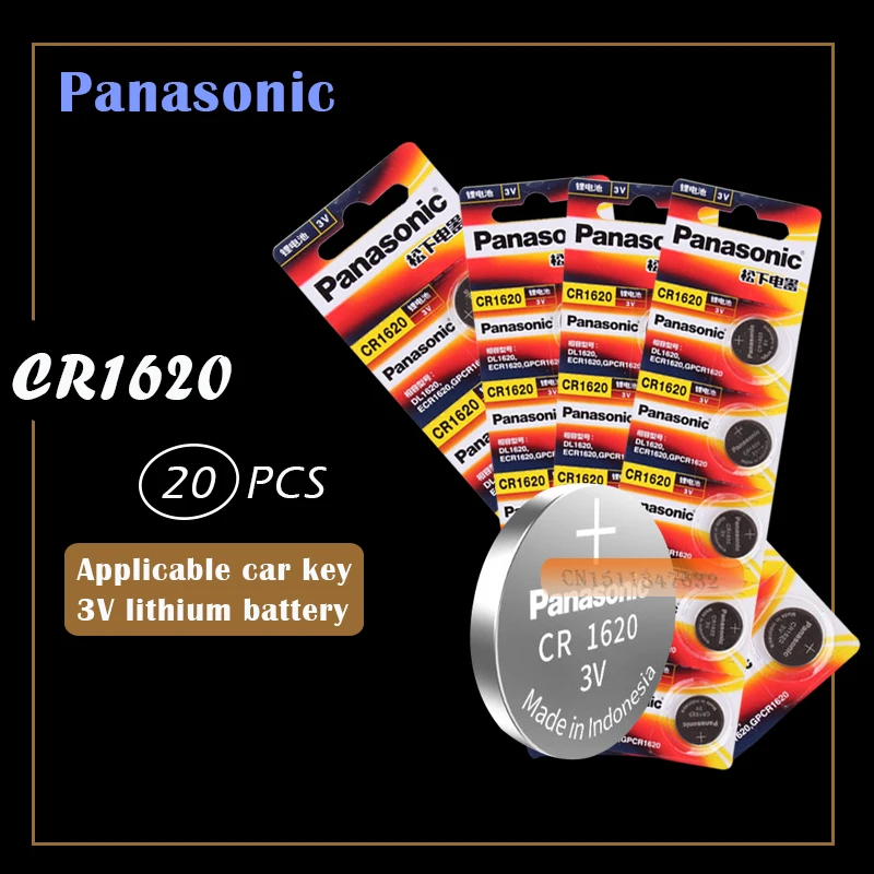 20 шт. Panasonic CR1620 кнопочные батарейки для монет CR1620 автомобильный пульт дистанционного управления электрическая сигнализация 3 В литиевая батарея
